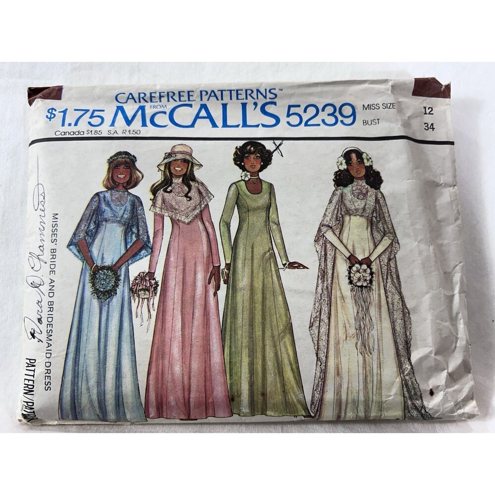 Vintage 1976 McCall's 5239 Carefree Misses Sewing Pattern Size 12 Uncut